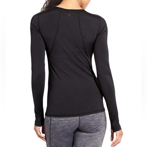 ATHLETA Mesh Sleeve Stealth Athletic Top with Thumbholes Black Size S - Picture 3 of 12